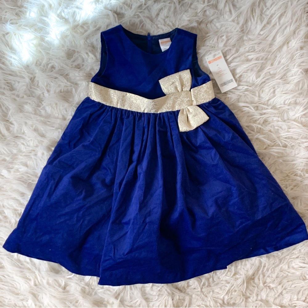 NWT Gymboree Holiday Dress, Blue/Gold, 2T